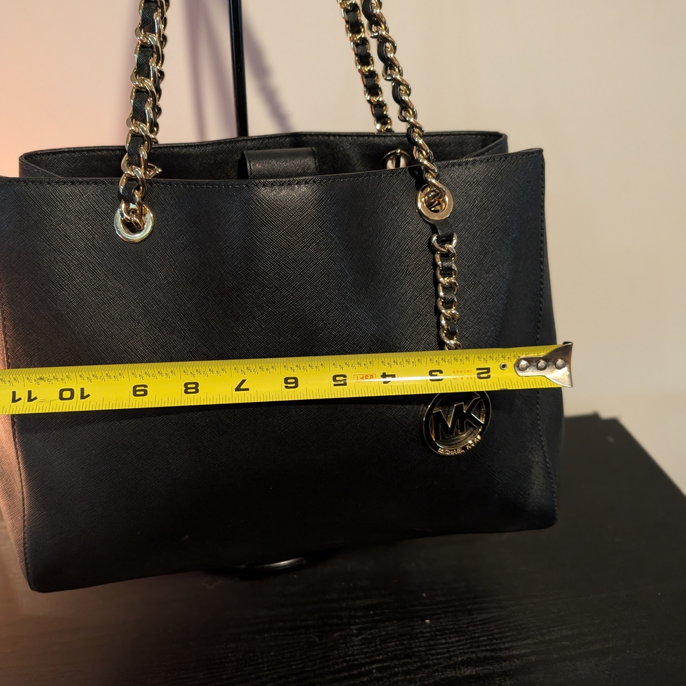 Michael Kors Black Saffiano Leather Chain Tote